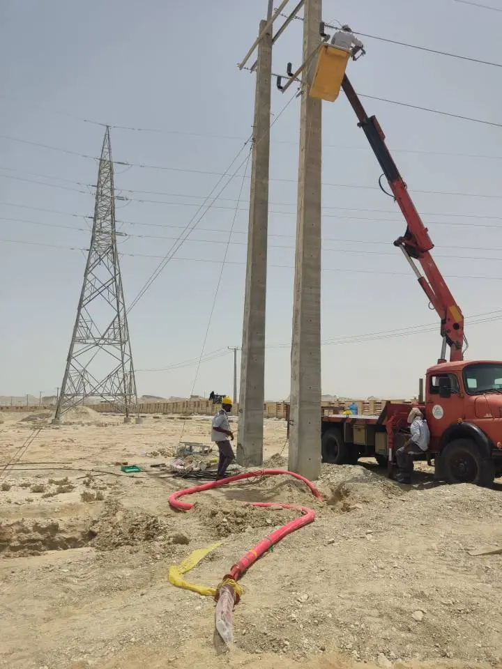 Electrical line installation with a bucket truck